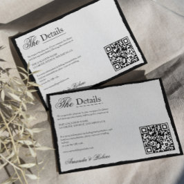 Einfache Minimalistische Angaben QR-Code in Schwar Begleitkarte