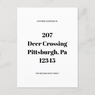 Einfache Minimalistische Ankündigung neuer Adresse Postkarte