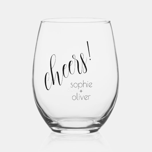 Einfache Minimalistische Anrufe und Namen Weinglas Ohne Stiel (Vorderseite)