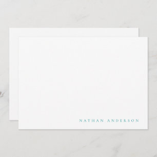 Einfache Minimalistische Aquamarine Blaue Korrespo Mitteilungskarte