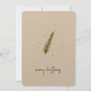 Einfache Minimalistische Aquarellgrüne Feiertagskarte