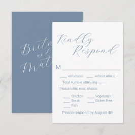 Einfache Minimalistische Auswahl an blauen Mahlzei RSVP Karte