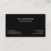 Einfache Minimalistische Autoren, Schriftsteller,  Visitenkarte (Rückseite)