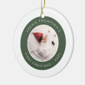 Einfache Minimalistische Babys 1. Weihnachtsgrün Keramik Ornament (Links)