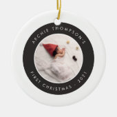 Einfache Minimalistische Baby's First Christmas Keramik Ornament (Vorne)