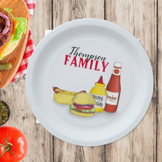 Einfache Minimalistische Barbeque Grilling Picnic Pappteller