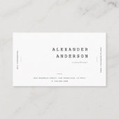Einfache Minimalistische Berufliche Business Card Visitenkarte (Rückseite)