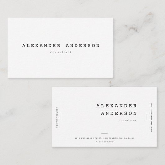 Einfache Minimalistische Berufliche Business Card Visitenkarte (Vorne/Hinten)
