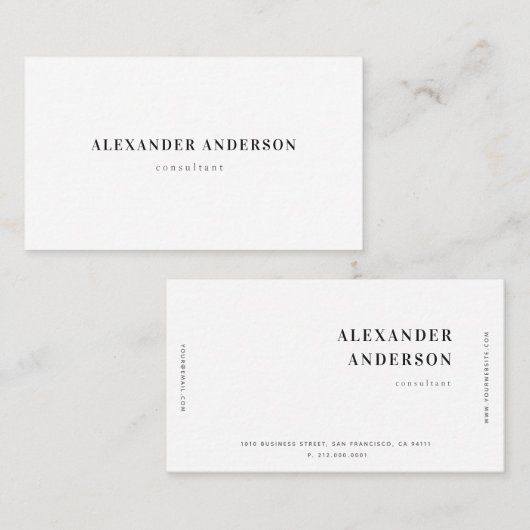 Einfache Minimalistische Berufliche Business Card Visitenkarte (Vorne/Hinten)
