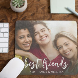 Einfache Minimalistische Best Friends Foto Calligr Mousepad