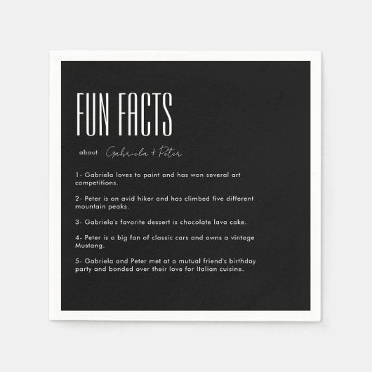 Einfache Minimalistische Black & White Fun Fakten Serviette (Vorderseite)
