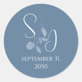 Einfache Minimalistische Bläsermonogramm Hochzeite Runder Aufkleber (Vorderseite)