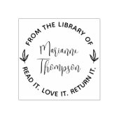 Einfache Minimalistische Blätter Script Round Libr Gummistempel (Prägung)