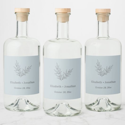 Einfache minimalistische Blatthochzeit Alkoholflaschenetikett (Flaschen)