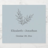 Einfache minimalistische Blatthochzeit Alkoholflaschenetikett (Einzelnes Label)