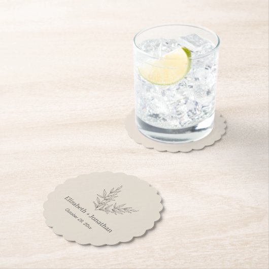 Einfache minimalistische Blatthochzeit Untersetzer (Vor Ort)