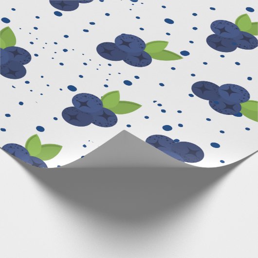 Einfache Minimalistische Blaubeere auf weißem Hint Geschenkpapier (Ecke)