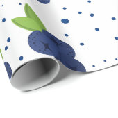 Einfache Minimalistische Blaubeere auf weißem Hint Geschenkpapier (Rolleneckpunkt)