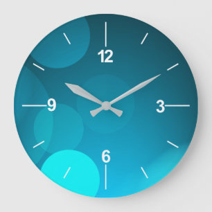 Einfache Minimalistische blaue Bokeh   Wand-Uhr Große Wanduhr