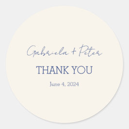 Einfache Minimalistische blaue Hochzeit Vielen Dan Runder Aufkleber