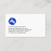 Einfache Minimalistische blaue Wasserleitungen Visitenkarte (Rückseite)