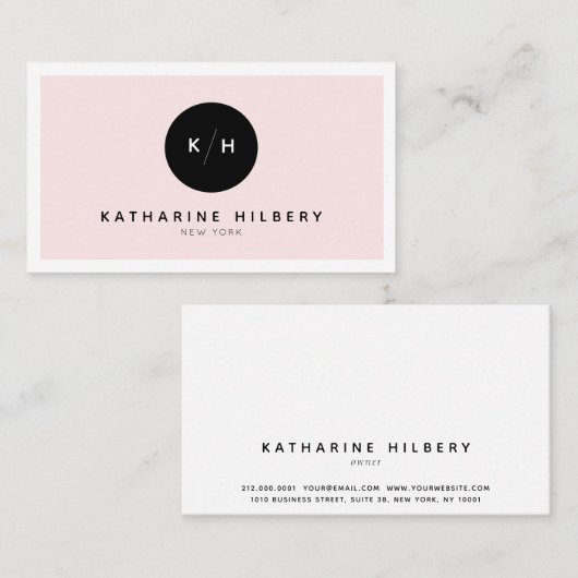 Einfache Minimalistische Blindpink- und Black-Busi Visitenkarte (Vorne/Hinten)