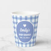 Einfache Minimalistische Blue Gingham Boy Baby Dus Pappbecher (Vorderseite)