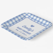 Einfache Minimalistische Blue Gingham Boy Baby Dus Pappteller (Gewinkelt)