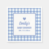 Einfache Minimalistische Blue Gingham Boy Baby Dus Serviette (Vorderseite)