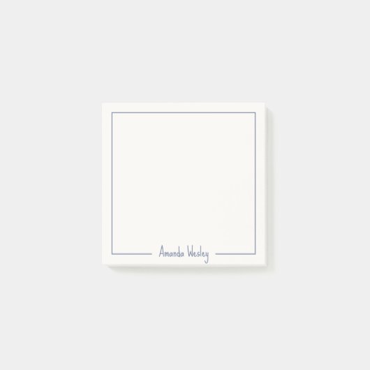 Einfache Minimalistische Blue Monogram, vollständi Post-it Klebezettel (Vorderseite)