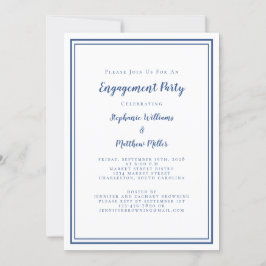 Einfache Minimalistische Blue & White Engagement P Einladung
