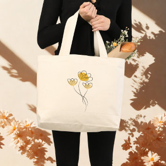 Einfache minimalistische Blumen-Tasche Jumbo Stoffbeutel