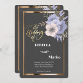 Einfache Minimalistische Blumen- und Goldrahmen-Ei Einladung (Vorne/Hinten)