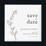Einfache Minimalistische Blumenhochzeit speichern  Magnet<br><div class="desc">Einfache Minimalistische Blumenhochzeit speichern das Datum</div>