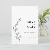 Einfache Minimalistische Blumenhochzeit speichern  Save The Date (Stehend Vorderseite)