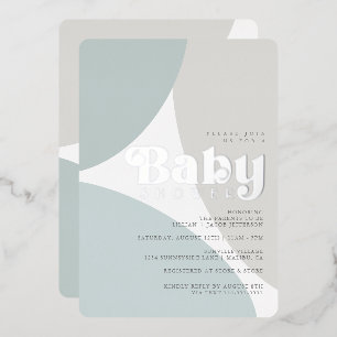 Einfache minimalistische Boho-Bluton-Baby-Shower-F Folieneinladung