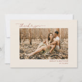 Einfache Minimalistische Boho Earthy Heart Script  Dankeskarte (Vorderseite)