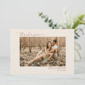 Einfache Minimalistische Boho Earthy Heart Script  Dankeskarte (Stehend Vorderseite)