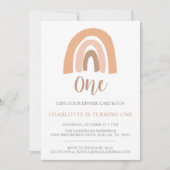 Einfache Minimalistische Boho Rainbow Erster Gebur Einladung (Vorderseite)