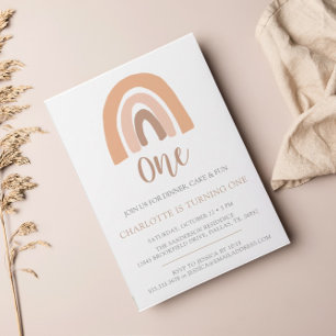 Einfache Minimalistische Boho Rainbow Erster Gebur Einladung