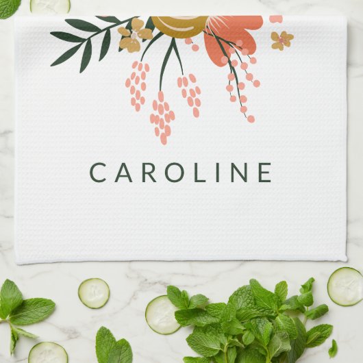 Einfache Minimalistische botanische Blume Personal Geschirrtuch (Gefaltet)