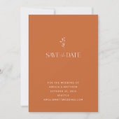 Einfache Minimalistische Botanische Burnt Orange H Save The Date (Vorderseite)