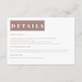 Einfache Minimalistische Braun Elegante Details Begleitkarte (Vorderseite)