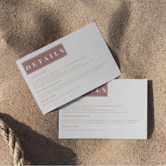 Einfache Minimalistische Braun Elegante Details Begleitkarte