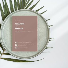 Einfache Minimalistische Braun Elegante Hochzeit Einladung