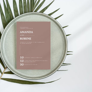 Einfache Minimalistische Braun Elegante Hochzeit Einladung