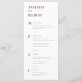 Einfache Minimalistische Braun-Menü Menükarte (Vorderseite)