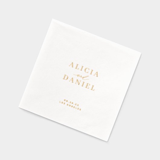 Einfache minimalistische Braut- und Bräutigam-Name Servietten Mit Folie (Links)