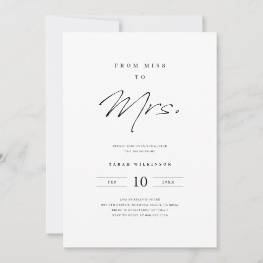 Einfache Minimalistische Brautdusche Einladung (Vorderseite)