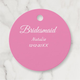 Einfache minimalistische Brautjungfer mit Namen un Geschenkanhänger